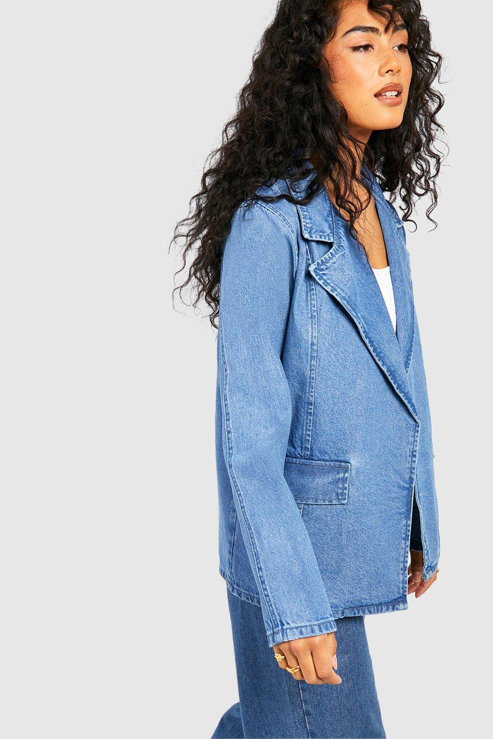 Seam Detail Denim Blazer